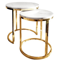 Zestaw stolików kawowych do salonu `Camelio glamour L Ø40/50 Ø50/55 cm złoto-białe TG-250 gold/white